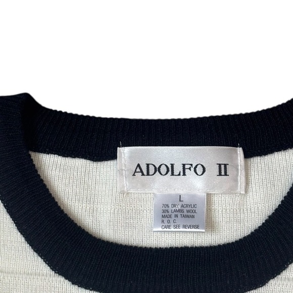Adolfo Il Vintage Striped Sailor
Sweater - Black & Cream Gold Buttons - Picture 2 of 4